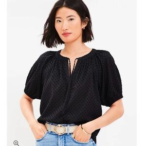 LOFT Black Textured Blouse